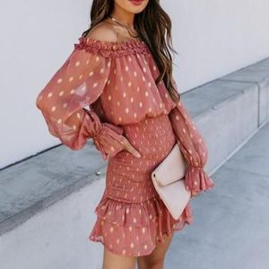 Vici smocked metallic dress BNWT